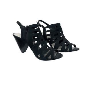 Y2k Coach and Four Black Katherine Triangle Chunky Heel Shoes Sling Back 8.5M